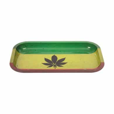 ? Rasta Leaf Large Metal Rolling Tray Smartific 8718274713497