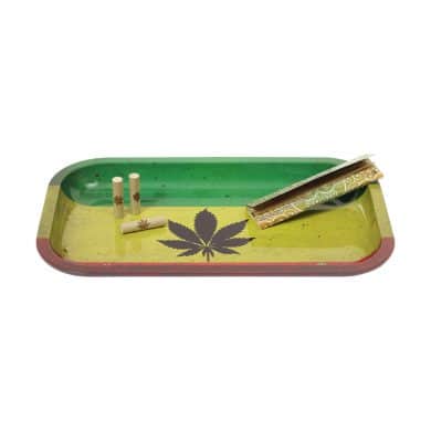 ? Rasta Leaf Large Metal Rolling Tray Smartific 8718274713497