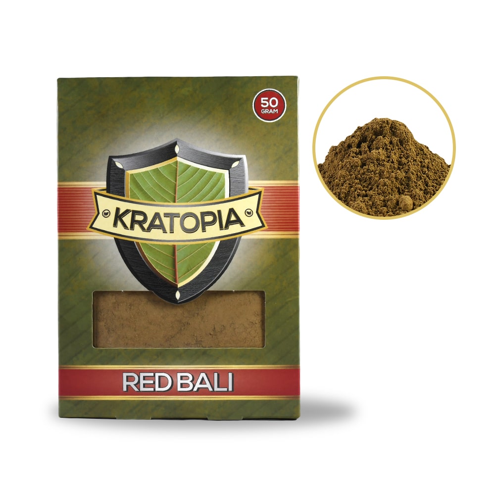 Red Bali Kratom front view + contents Kratopia Red Bali Kratom front view + contents Kratopia